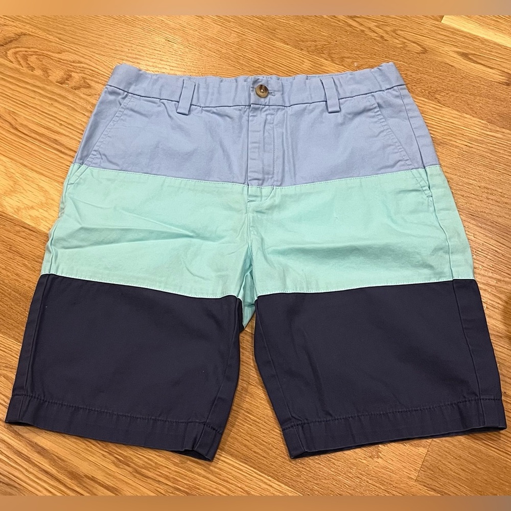 VINEYARD VINES boys blue colorblock cotton chino shorts - Boys Size 12